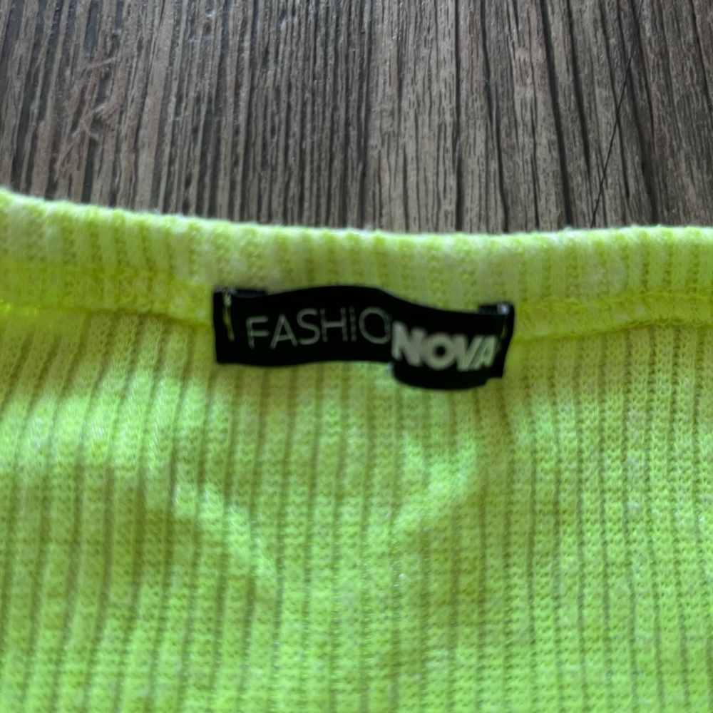 Neon Green Ribbed Tube Top - Picture 2 of 2